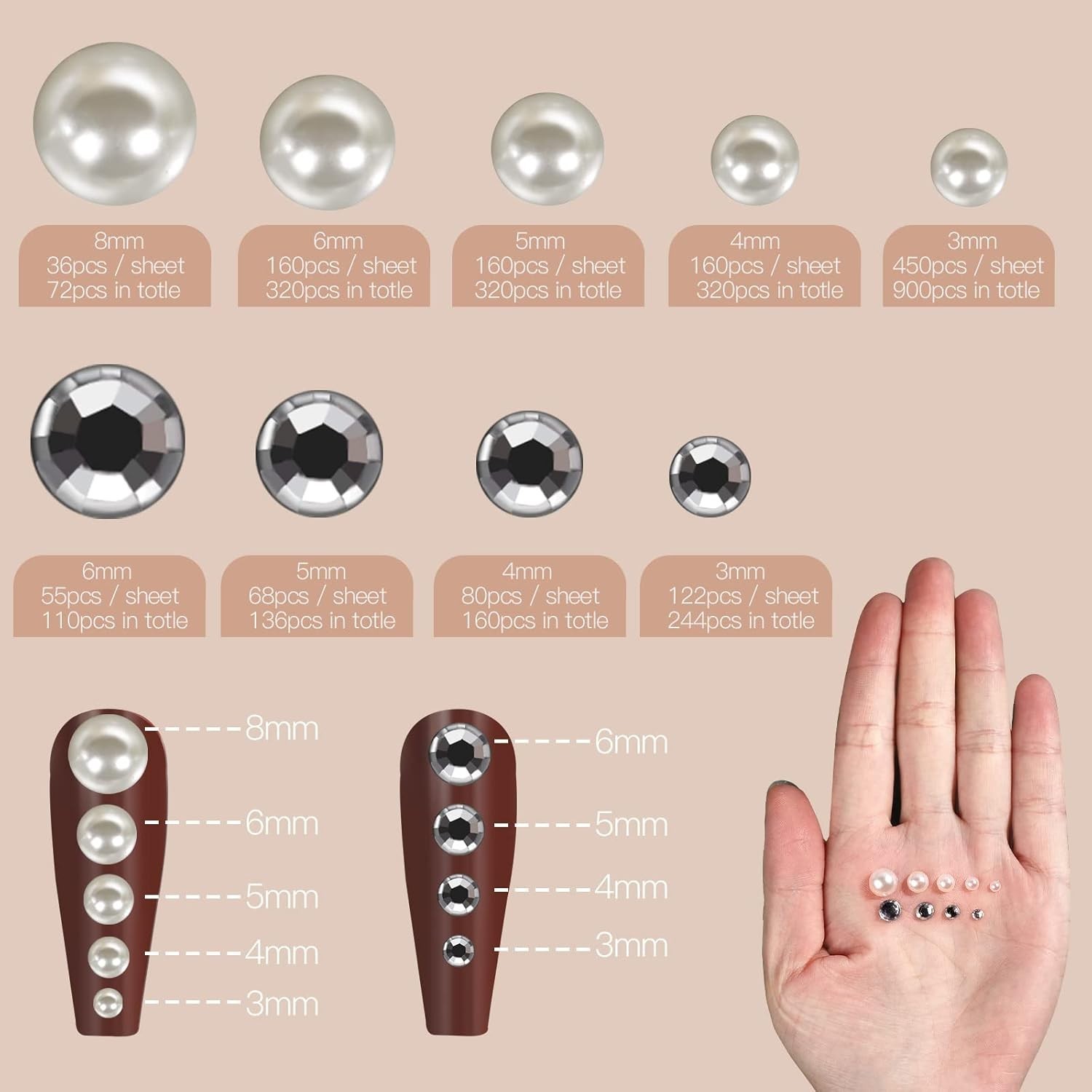 2662 Pcs Smooth Hair Pearls & Face Gems – Easy Application for Stunning Styles