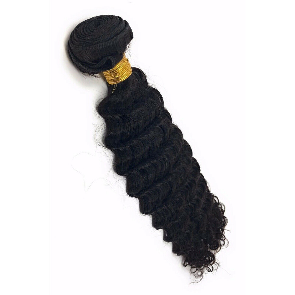 Deep Wave Black Color 1B Brazilian 100 Human Virgin Hair Weave 1 or 3 Bundles