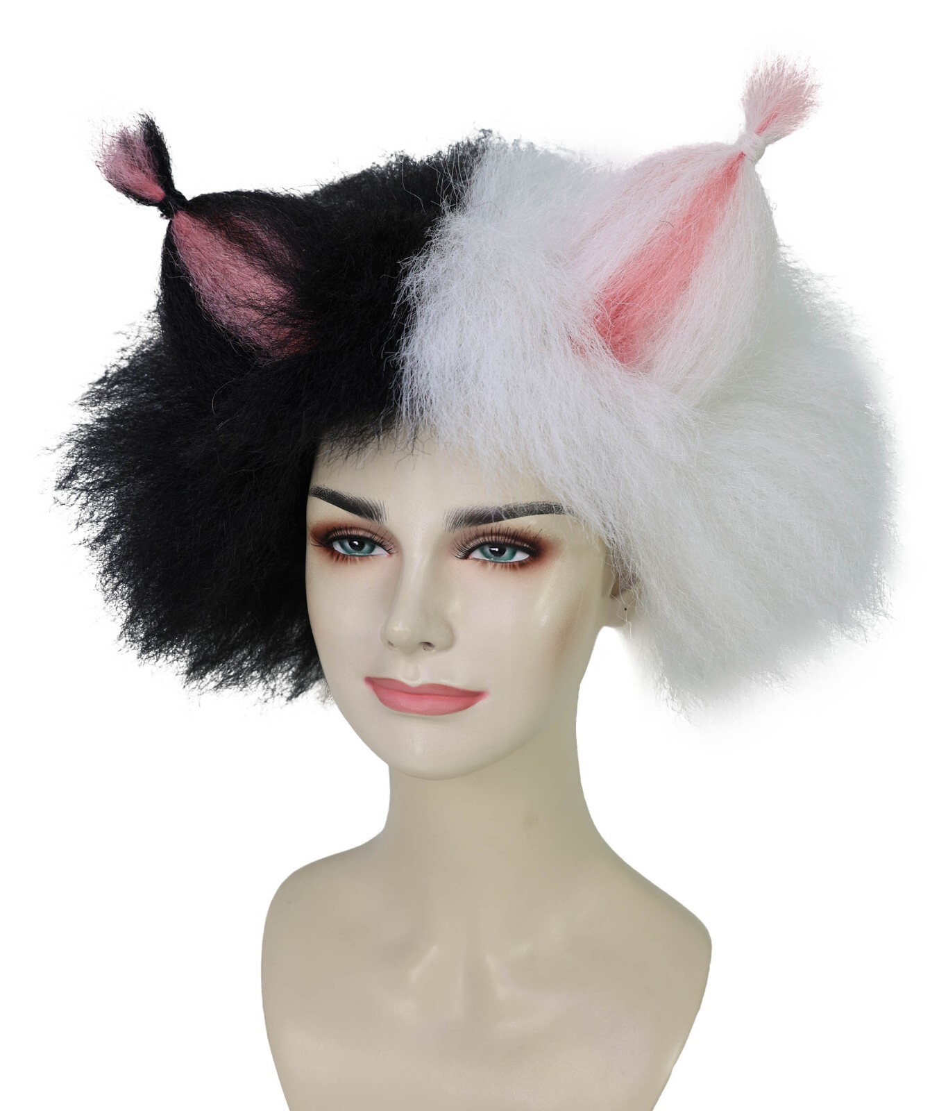 Victoria, Multiple Fluffy Cat Women Wig with Pink Ears, Breathable Capless Cap