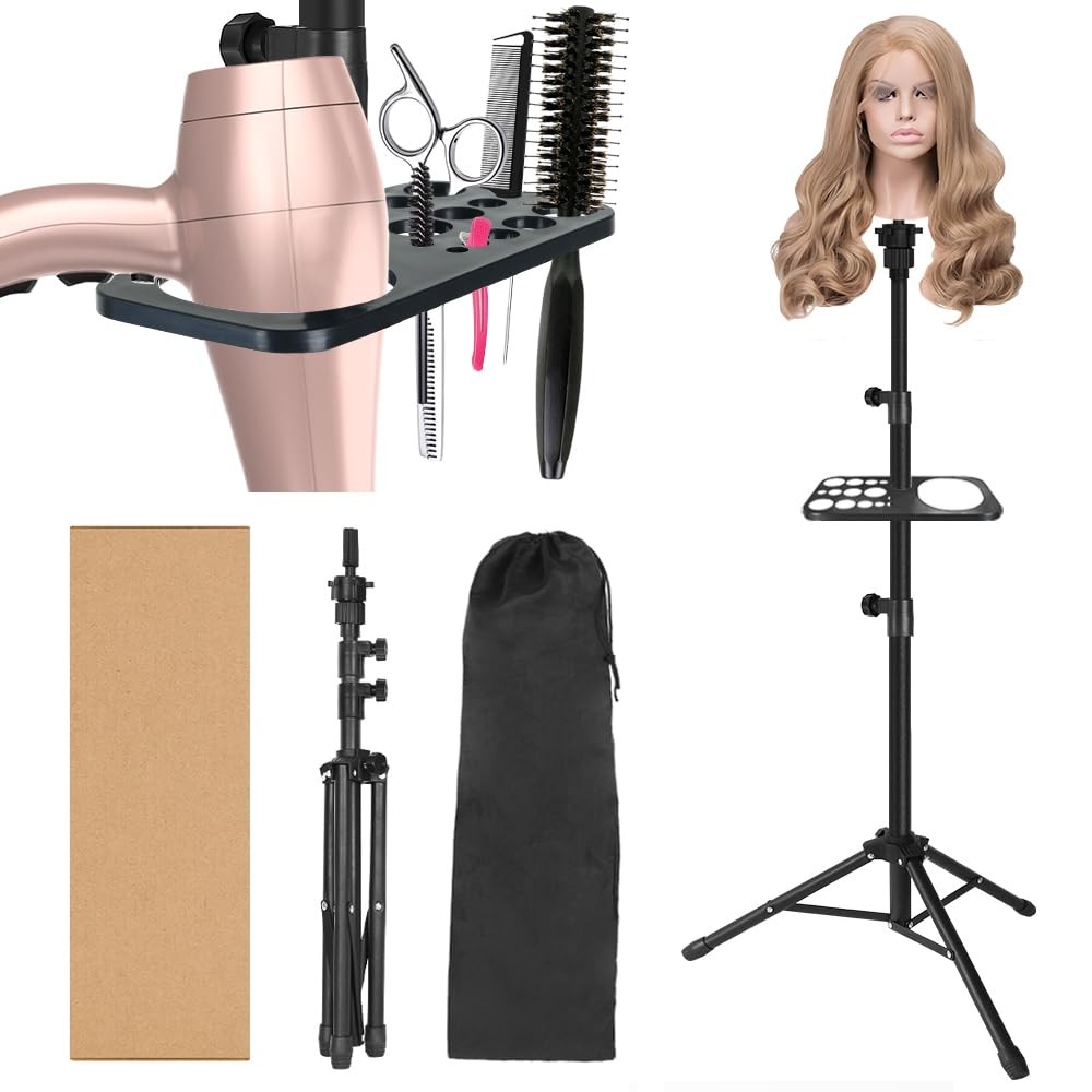ZQIAN BEAUTY 50 Inch Metal Wig Stand, Adjustable Head 50 Inch, Black