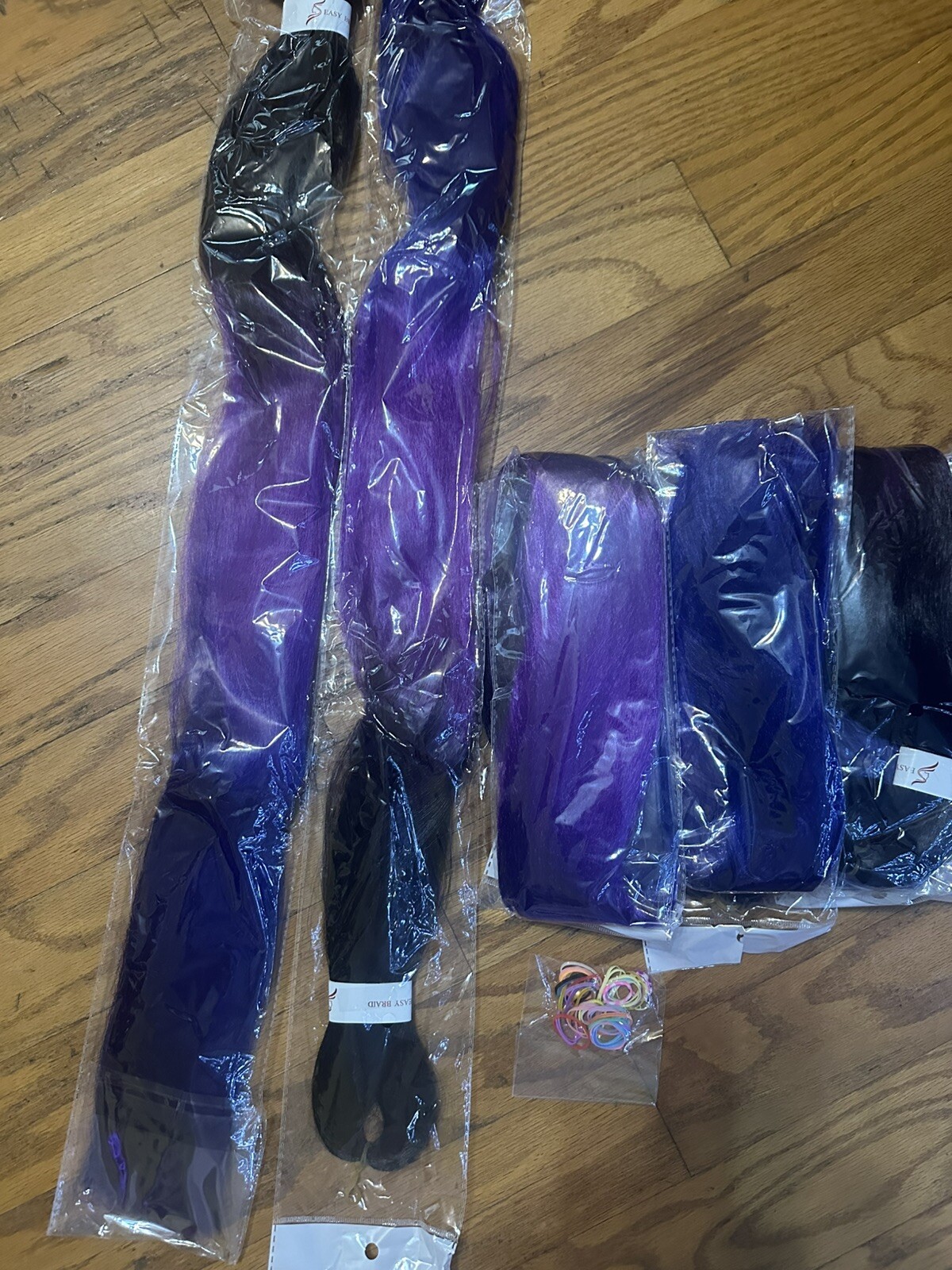 Pre Stretched Braiding Hair 8 Pack Purple/Black/ Blue 32” 6 Pack Yuccaha