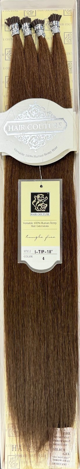 Hair Couture Versatile 100% Human Remy Hair 18″ I-Tip Extensions 120pcs #4 Brown