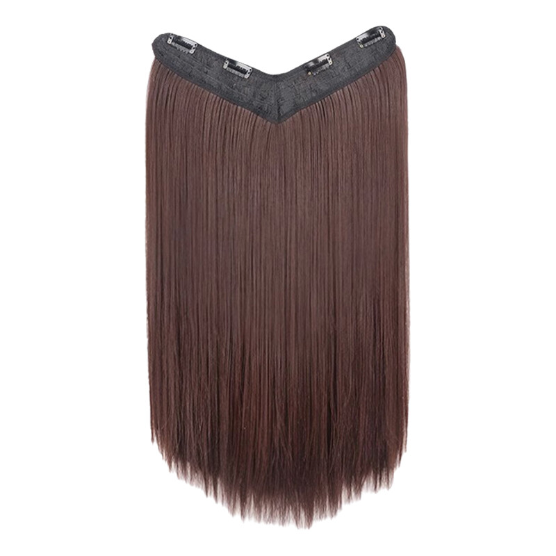Long Hair Extension Clip in Hair One Piece V-Shaped Natural Hairpiece for Women