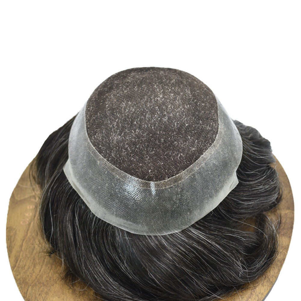 SWISS LACE Hairpiece Poly Pu Skin Around Hair System Mens Toupee For Men