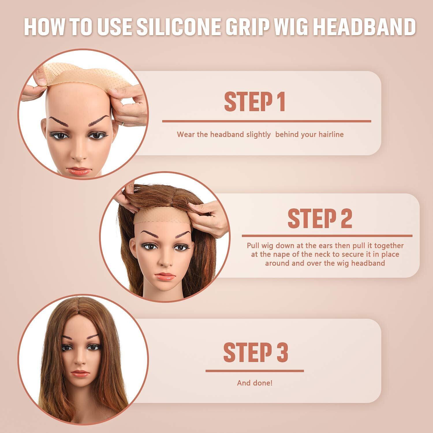 Lot of 2 Wig Grip Adjustable HeadBand silicone Elastic Comfort hair gripper Band