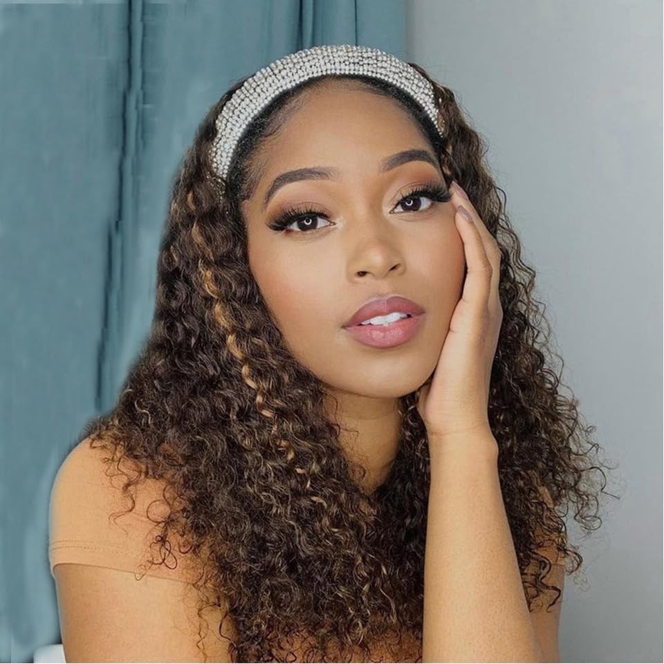 Stylish 22 Inch Ombre Human Hair Headband Wig – Deep Wave & Easy Snap On Design