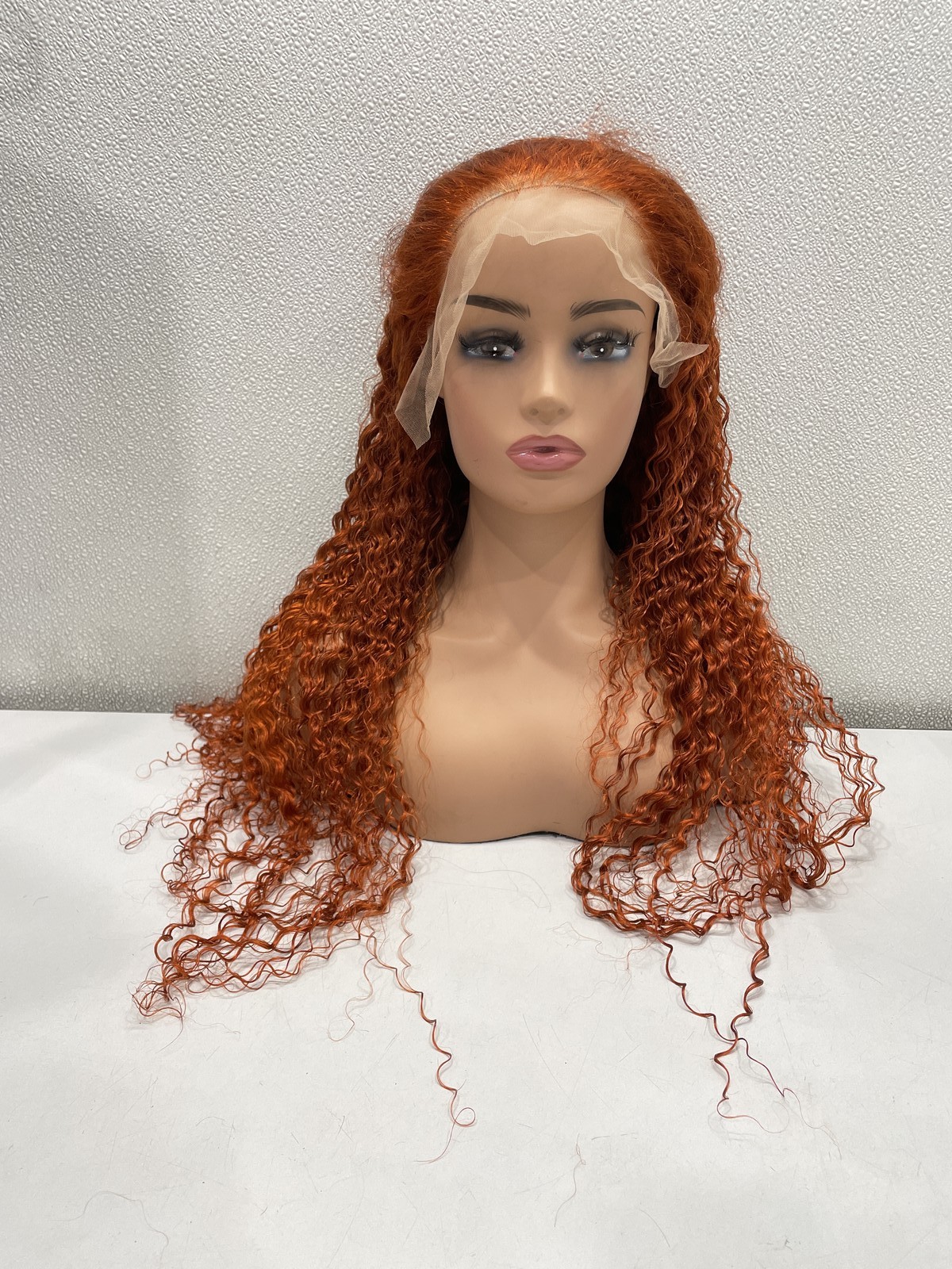 Ginger Curly Human hair Blend Glueless 13×6 Lace Wig 30″