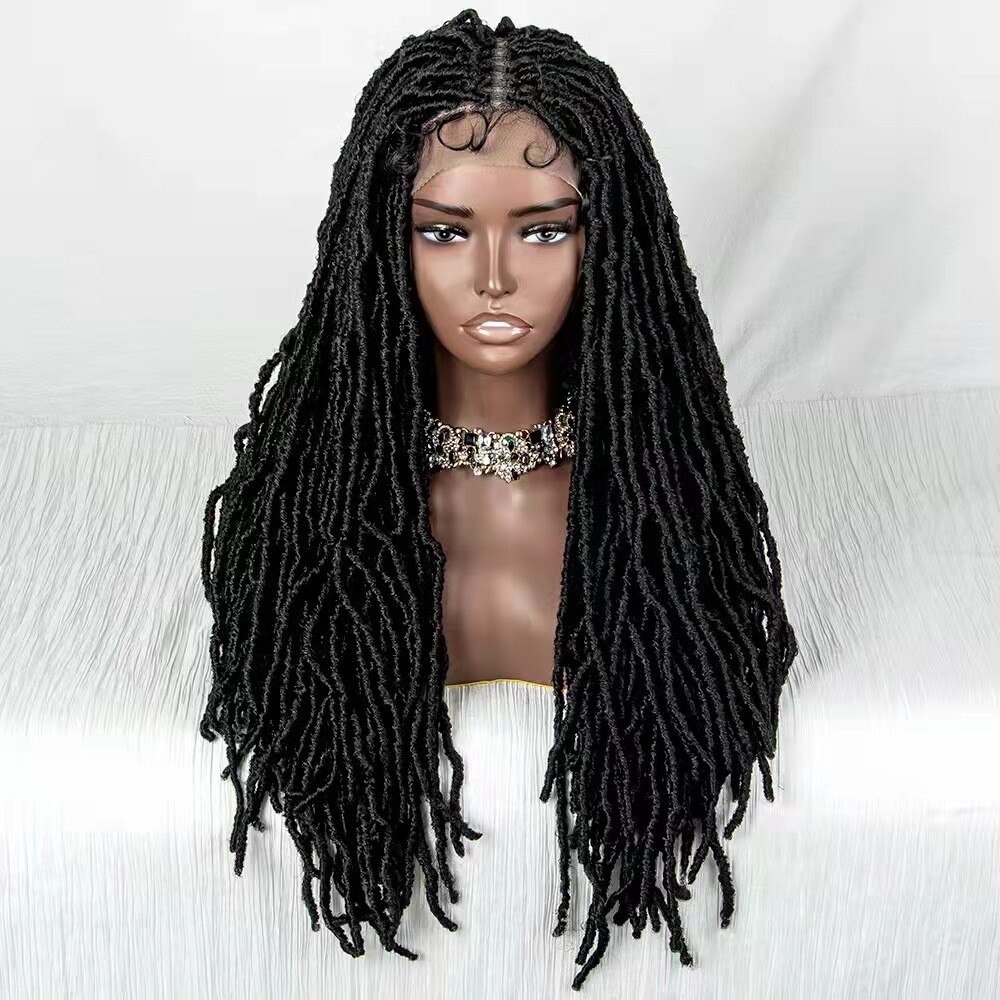 Faux Locs Wig with Lace Front Dreadlock Wig with Baby Hair Synthetic Soft Curly
