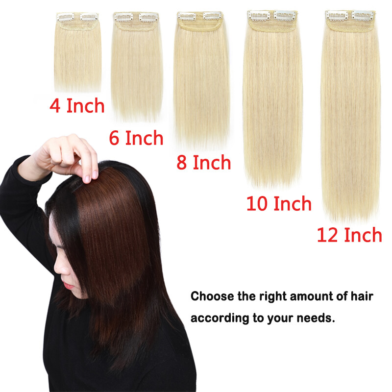 Thick Hair Pad Clip In Topper Base Remy Human Hair Extensions Short Hairpiece US