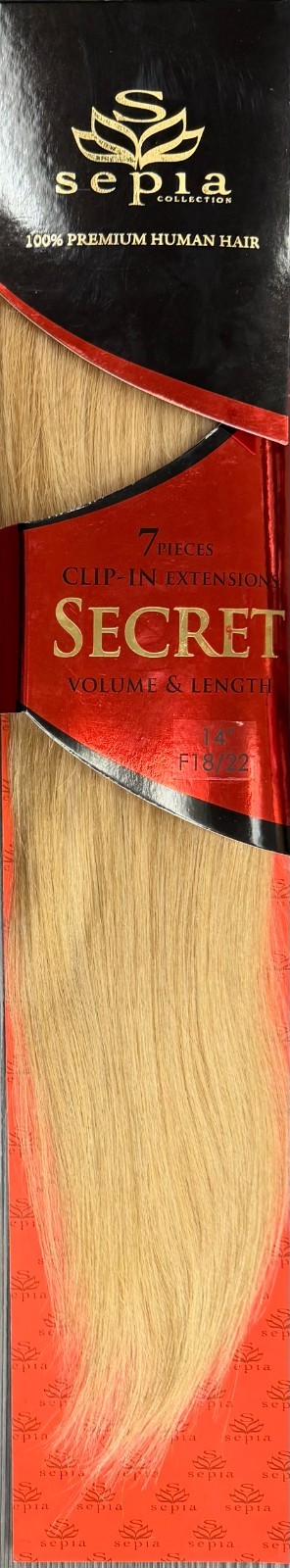 Sepia Secret Premium 100% Human Hair 14″ Clip-In Extensions 7pcs #18/22 Blend