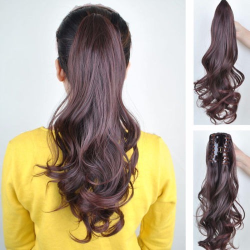 100% Natural Long Ponytail Thick Lady Claw Clip on in Pony Tail Hair Extensions