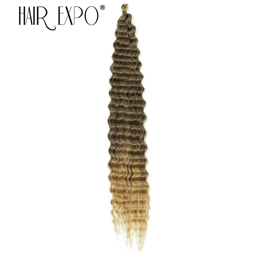 30 Inch Long Deep Wave Crochet Hair Ombre Boho Synthetic Curly Hair Extensions