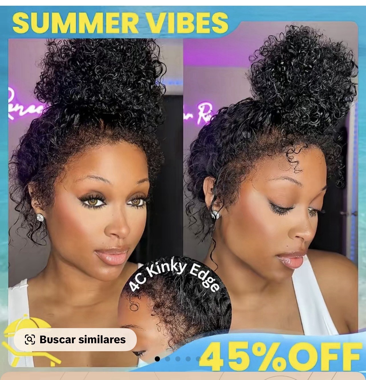 Black Curly Human Hair 360 Lace Front Wig Clip-In Realistic Hairline