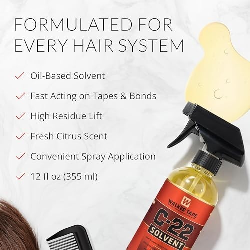 Fast-Acting Adhesive Remover Spray 12 oz for Wig Tape, Lace Systems & Hair Exten