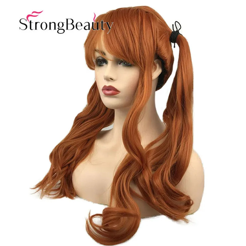 StrongBeauty Dark Purple Wavy Synthetic Wigs Ponytail Cosplay Women Wig
