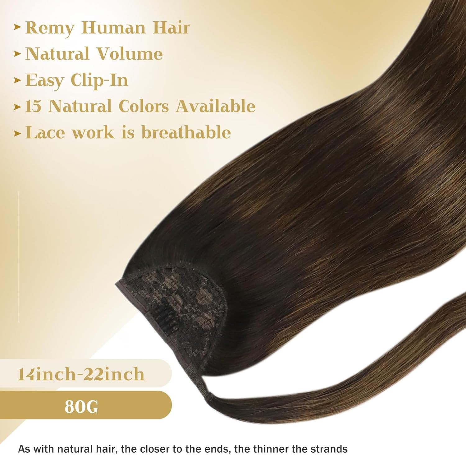 Sunny Hair PONYTAIL 16in Dark Brown Balayage Chestnut Brown Hair Extensions