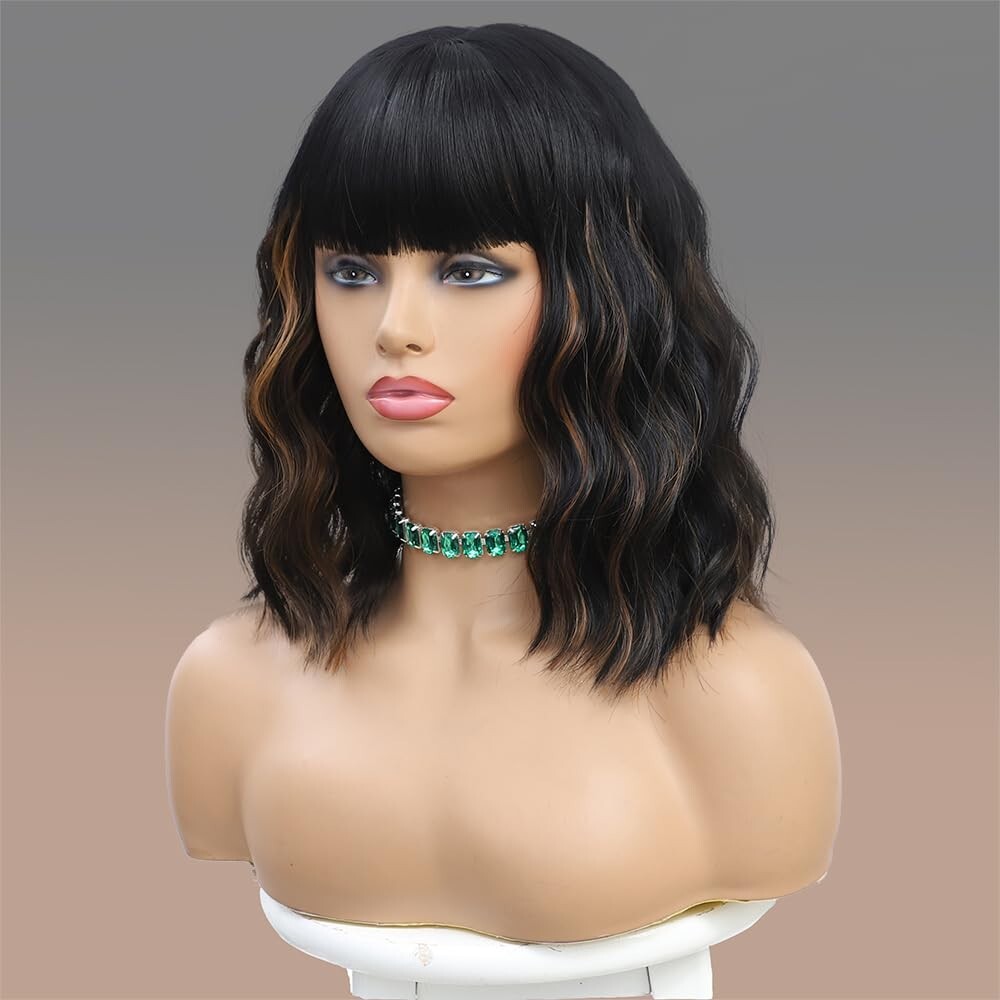 Gorgeous Shoulder-Length 14-Inch Curly Wig with Bangs – Perfect for Any Occasion