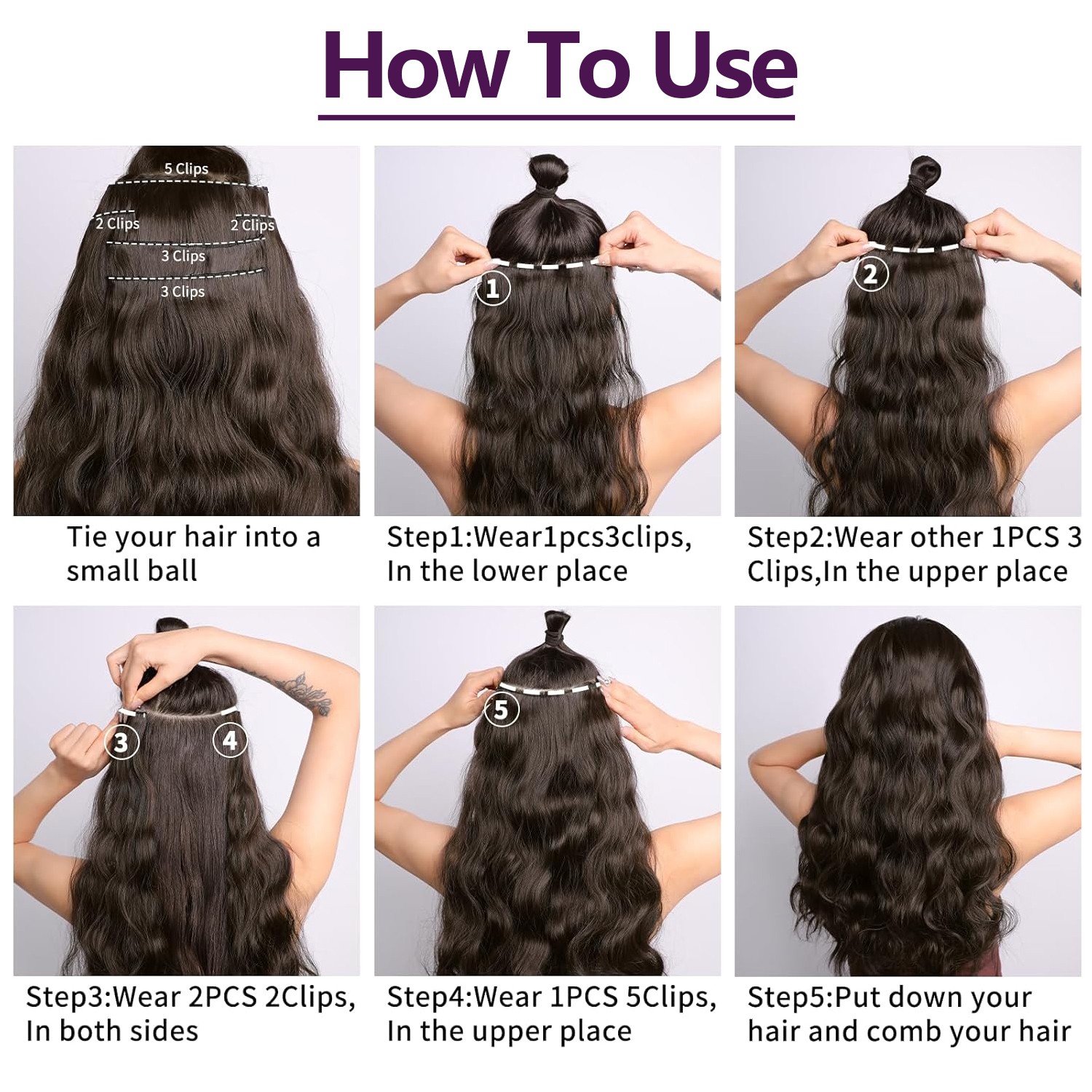 8PCS 18CLIPS THICK 100% Real Natural Clip in AS Human Hair Extensions Full Head