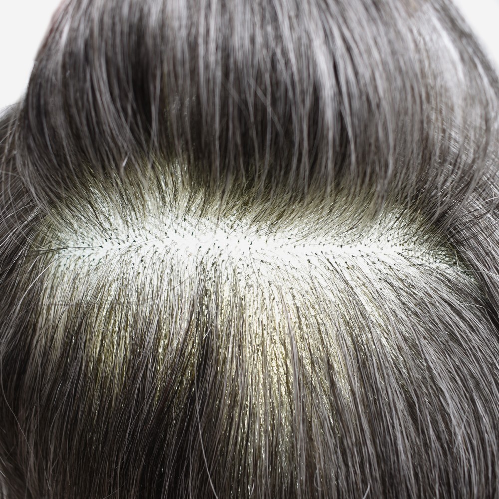 Full French Lace Mens Toupee Hairpiece Bleached Human Hair Replacement System US