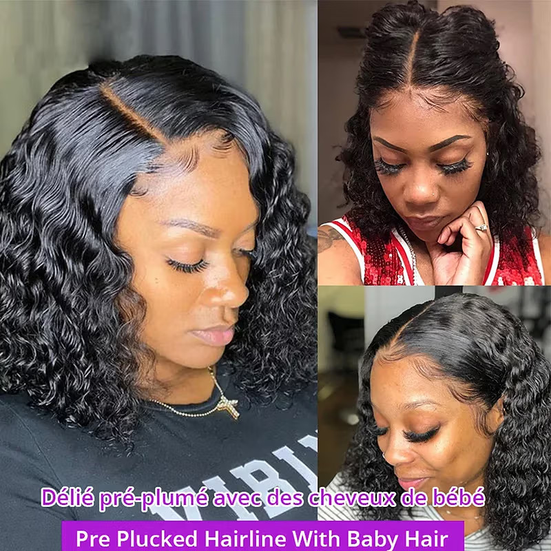 Density: 180%, Stretched Length: 10inches, Lace Wig Type: 4*4 – Deep Wave 180% D
