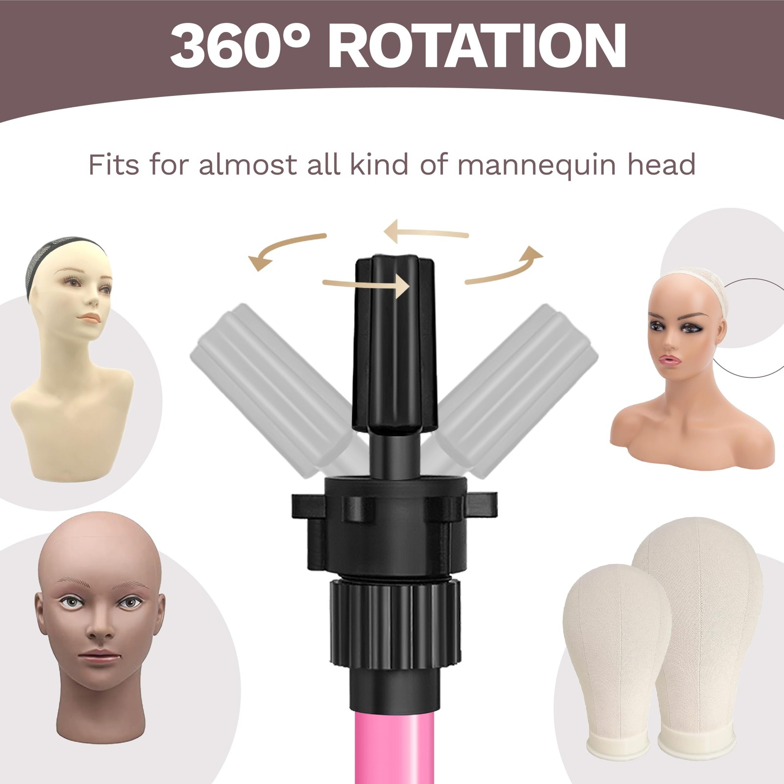 ZQIAN BEAUTY Wig Stand Tripod 50 Inch Metal Mannequin Head Pink