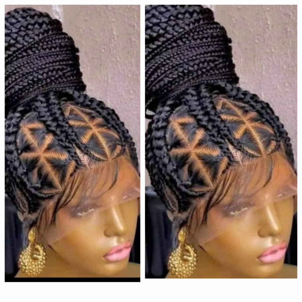 Black 027 36inches 360 Full Lace Synthetic Braided Wig with Unique Heart Design