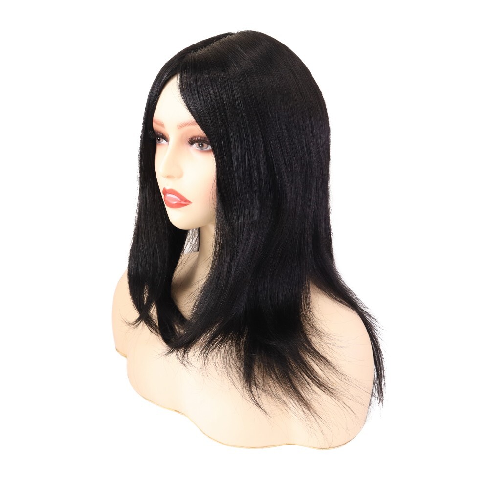 Women Wigs Chinese Remy Human Hair Silk Top Quality Wigs Medium Black Hair Wig#1