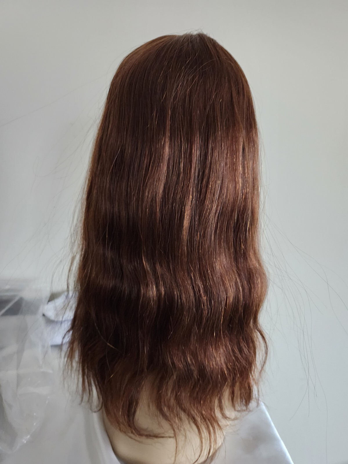 Human Hair Lined Mono Topper Multiple Directional Auburn 6”x6” 17” Long