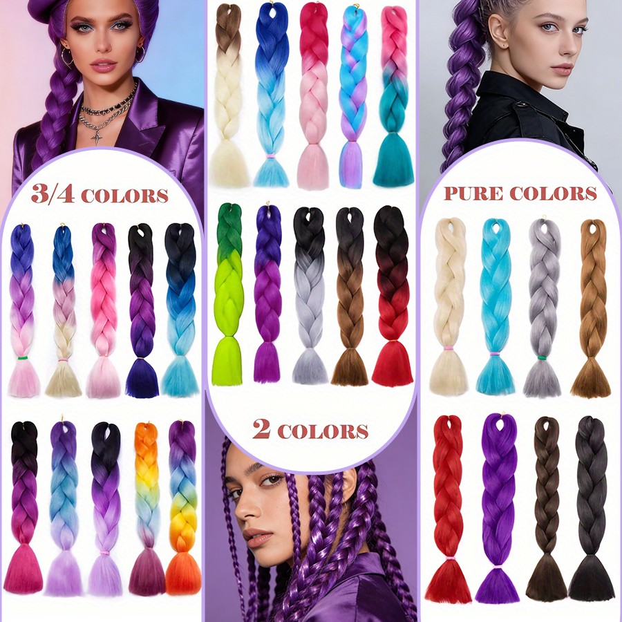60cm Purple RUMI HAIR Jumbo Braid Rainbow Box Crochet Braiding Hair Extensions