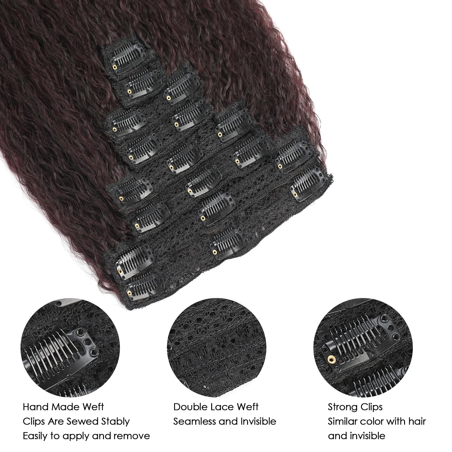 Olqzjzj Kinky Straight Clip In Hair Extensions24Inch 200G 8Pcs100 Pure Protein