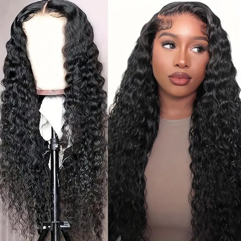 Front lace 13 * 4 synthetic full head cover small winding tube long curly hair