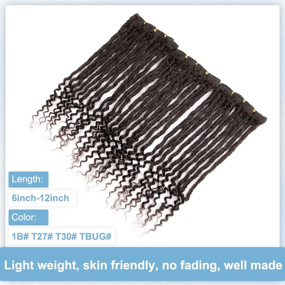 Originea 0.6cm 6-18 Inch 100% Human Hair Dreadlock Extensions Curly Ends Loc Ext