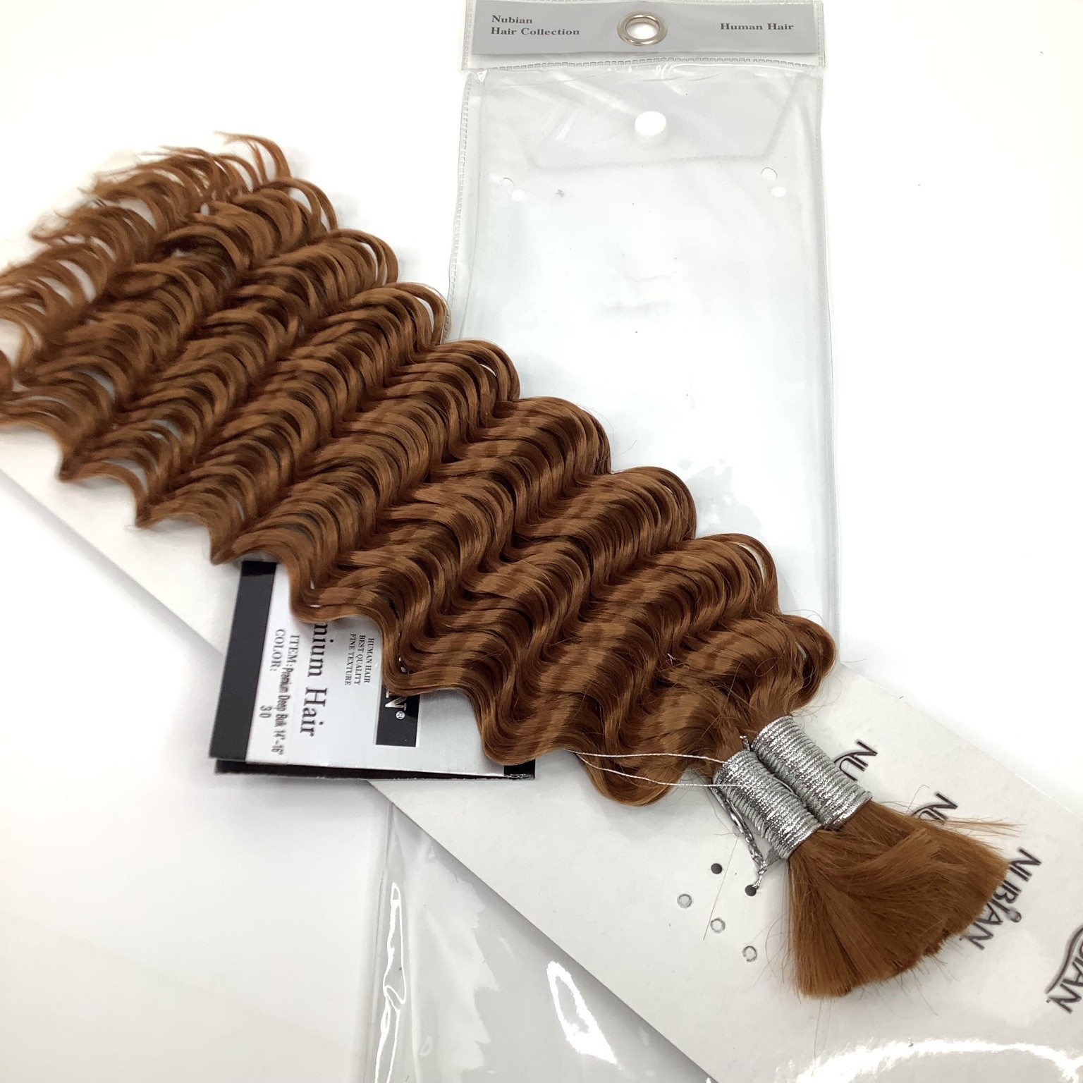 NUBIAN Premium Deep Bulk Human Hair Extensions 14″-16″ Color 30 Wavy