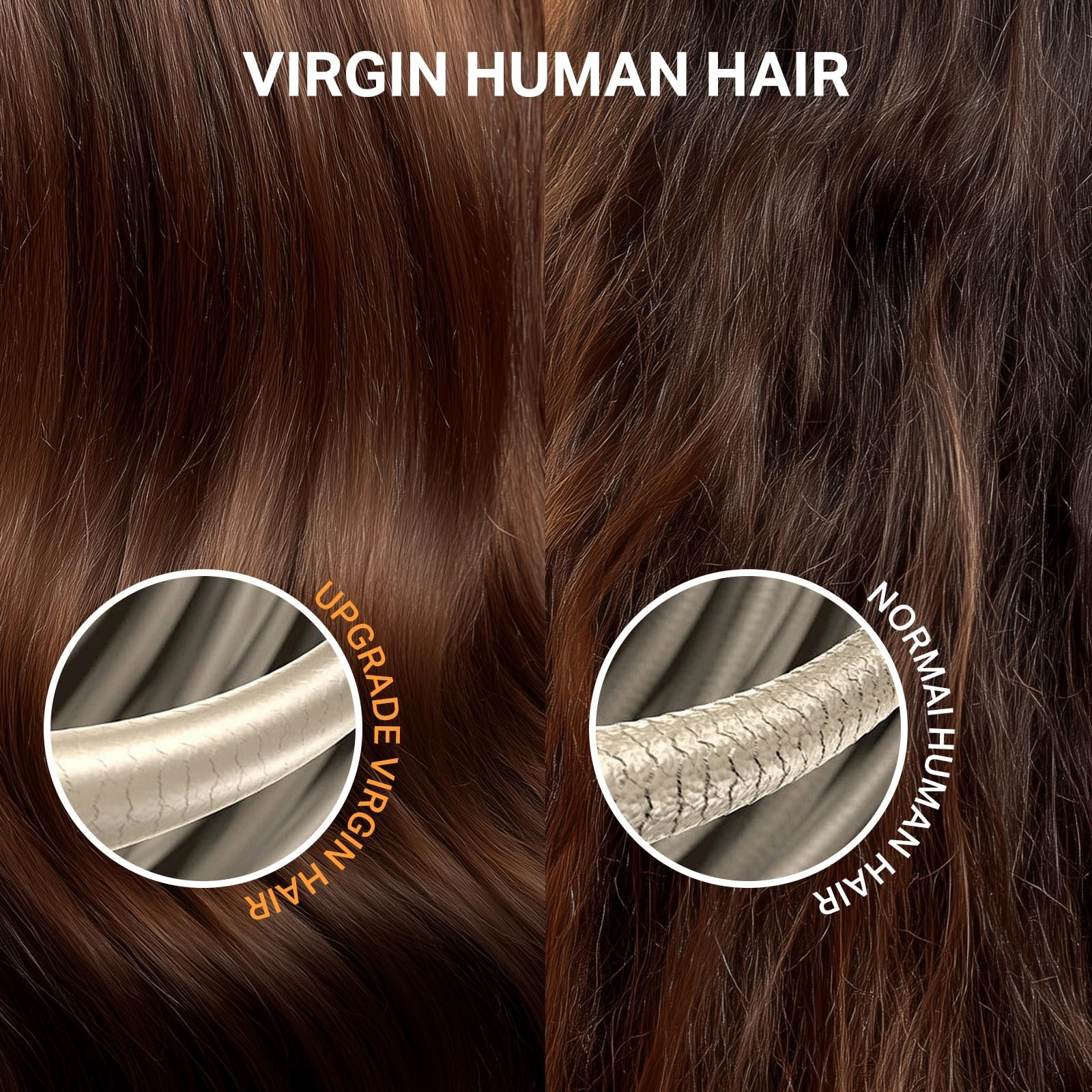 Real Human Hair Extensions 18″ 130g Clip-In 7pcs Seamless Invisible Weft Dark Br