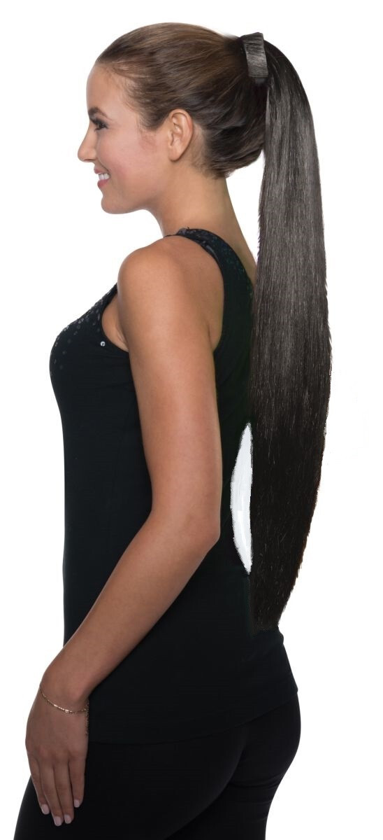 24″ Fashion 38320 Pony Tail Clip Wrap Extension black straight woman girl hair