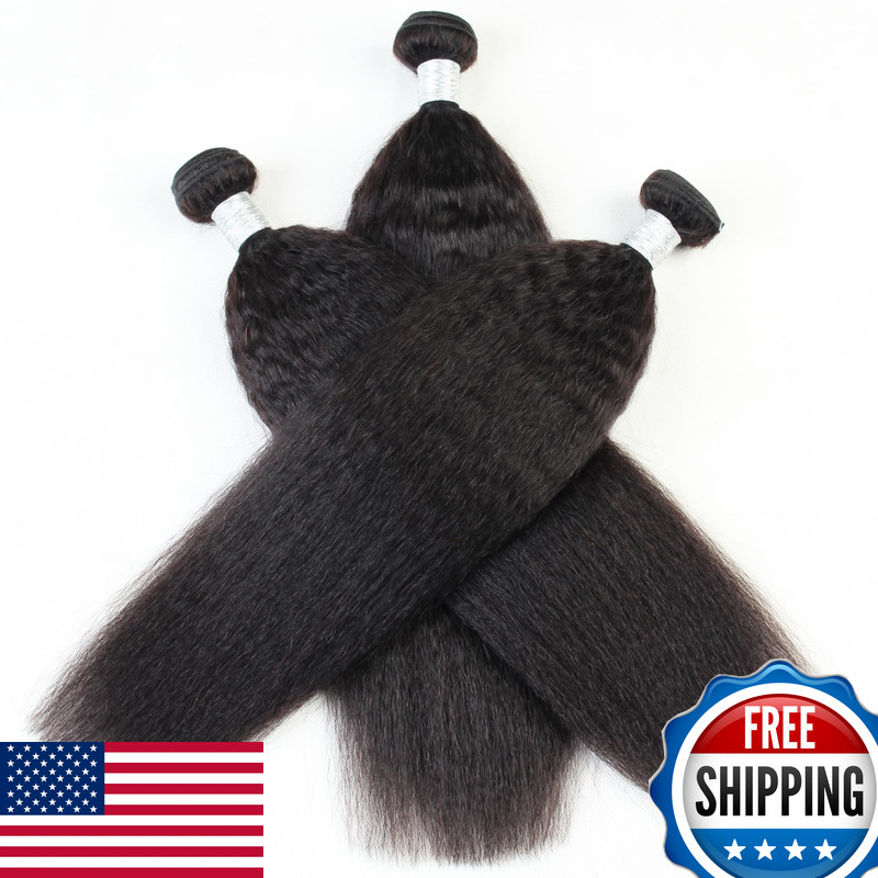 Pidiaue Kinky Straight Bundles Human Hair Remy Yaki Straight Bundles Weave 14