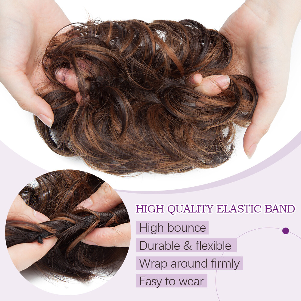 Curly Messy Bun Hair Piece Scrunchie Natural Updo Extensions Real as human THICK
