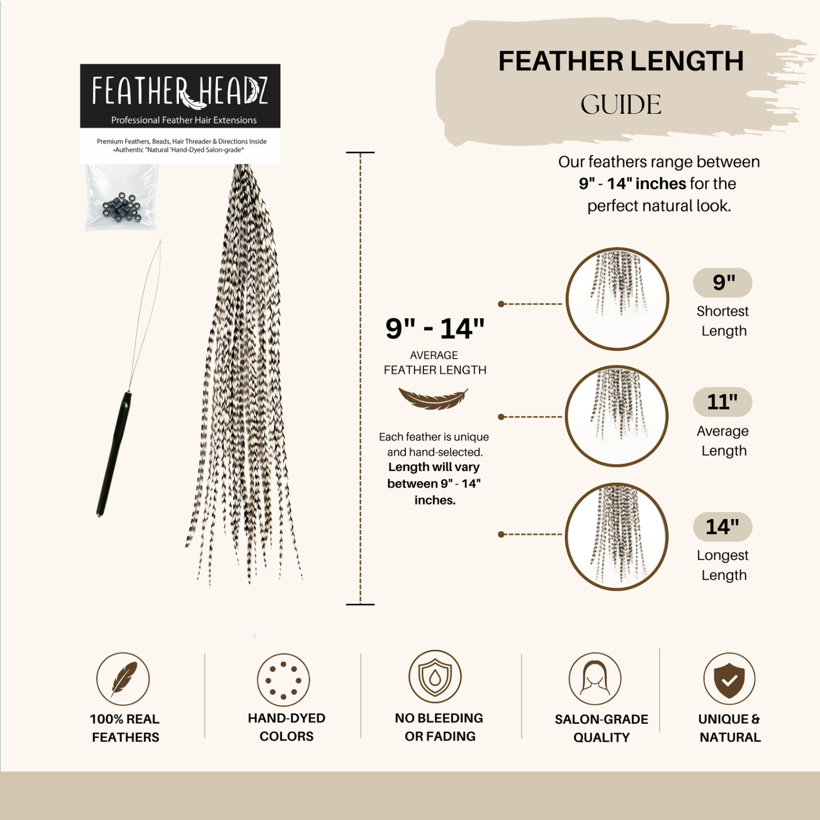 *SALE* 21pcs. (Black & White) 10″-14″ Salon Grade Feather Extension, DIY Kit