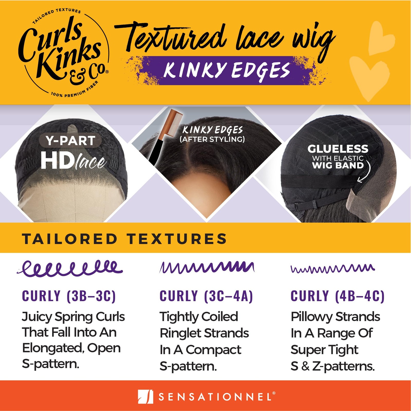 Sensationnel Curls Kinksandco Kinkyedges Wig – Curl 14 Inch Y Part Lace