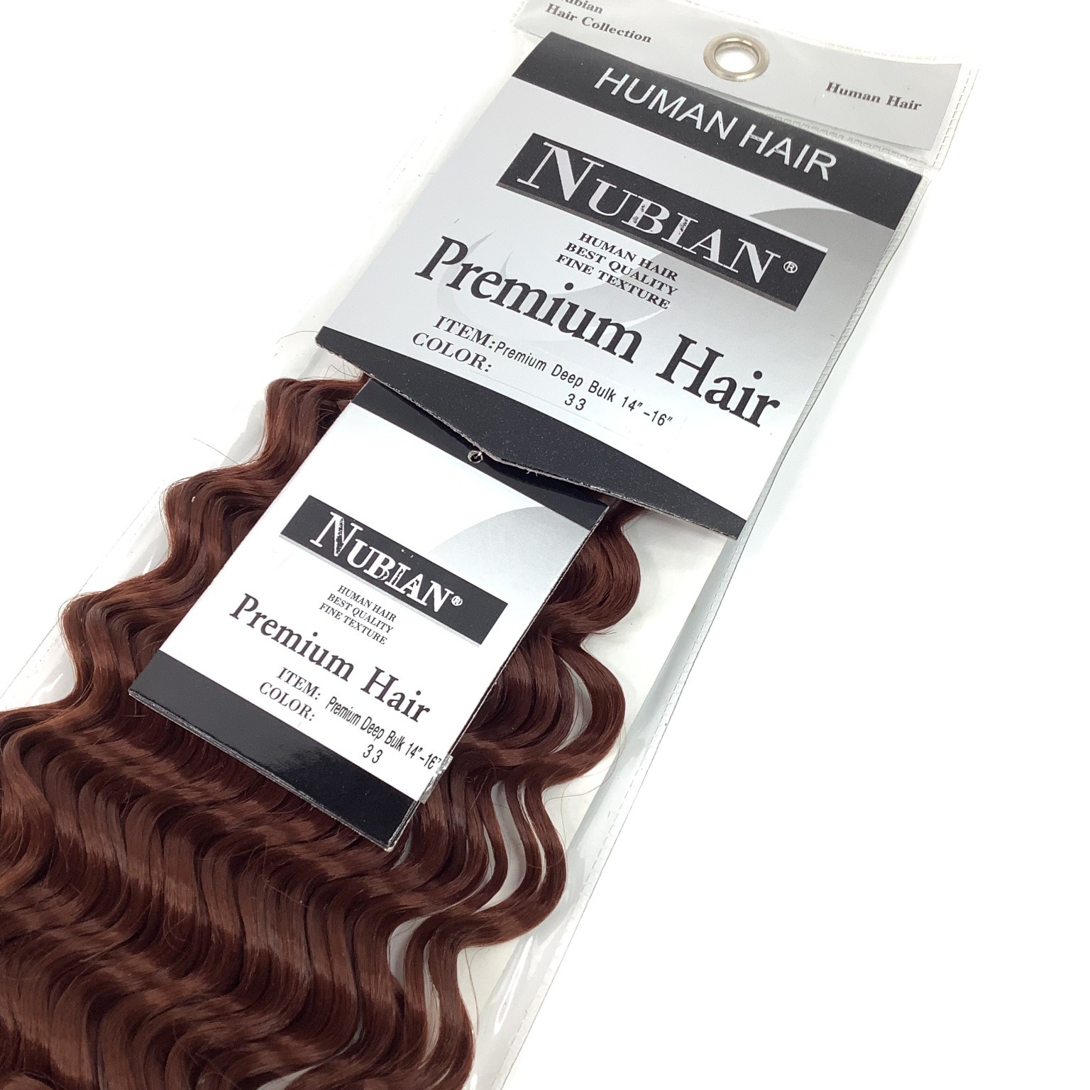 NUBIAN Premium Human Hair Extensions Deep Bulk 14-16″ Color 3.3 Wavy