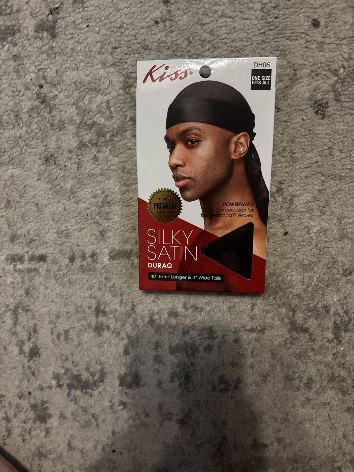 Kiss Power Wave Silky Satin Durag 40” Extra Long & 3” Wide Tails Black DH06