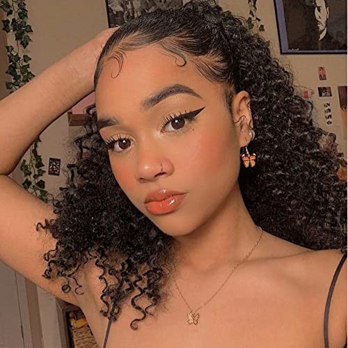 Deep Curly Drawstring Ponytail Extension for Black Women Black Afro 14 Inch 1b