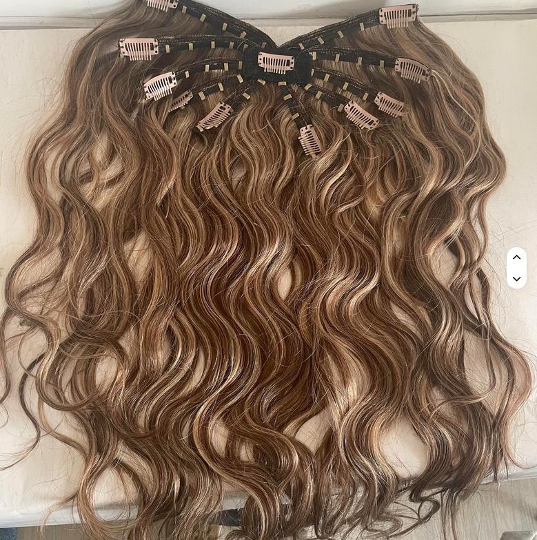 Wavy Hair Invisible Octopus Clips inRemy Human Handtied Butterfly Wefts Topper