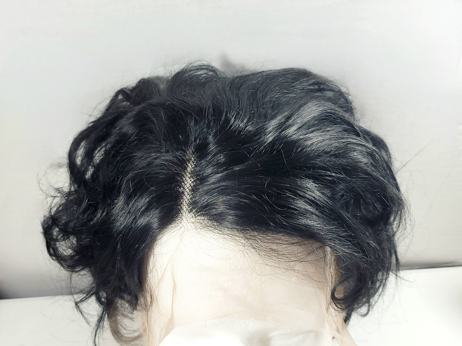 Wavy 8in Lace Frontal Human Hair Wig Short Textured Pixie Dark Brown Black NEW
