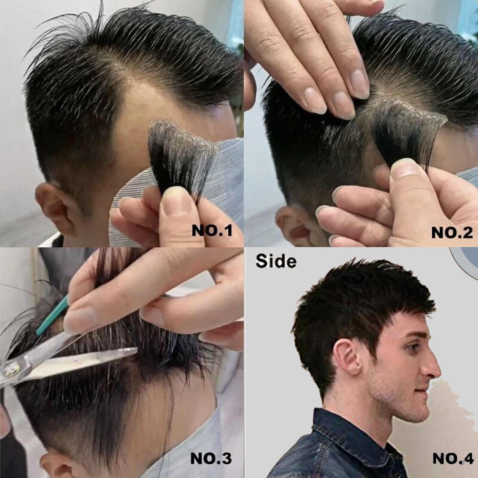 Men Frontal Hairline Temple Hair Patch Remy Human Hair Cover up Topper Bald Spot