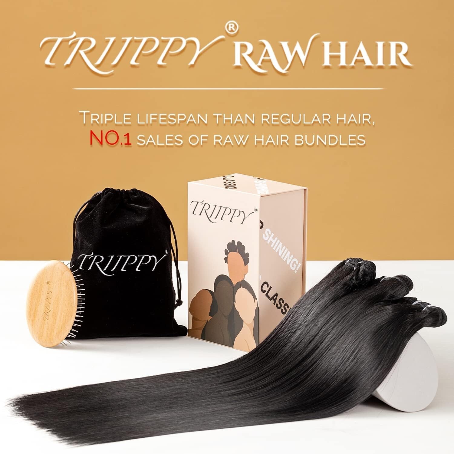 Raw Human Hair 2 Bundles,Triple Lifespan Than Regular Virgin Hair-16 Inches