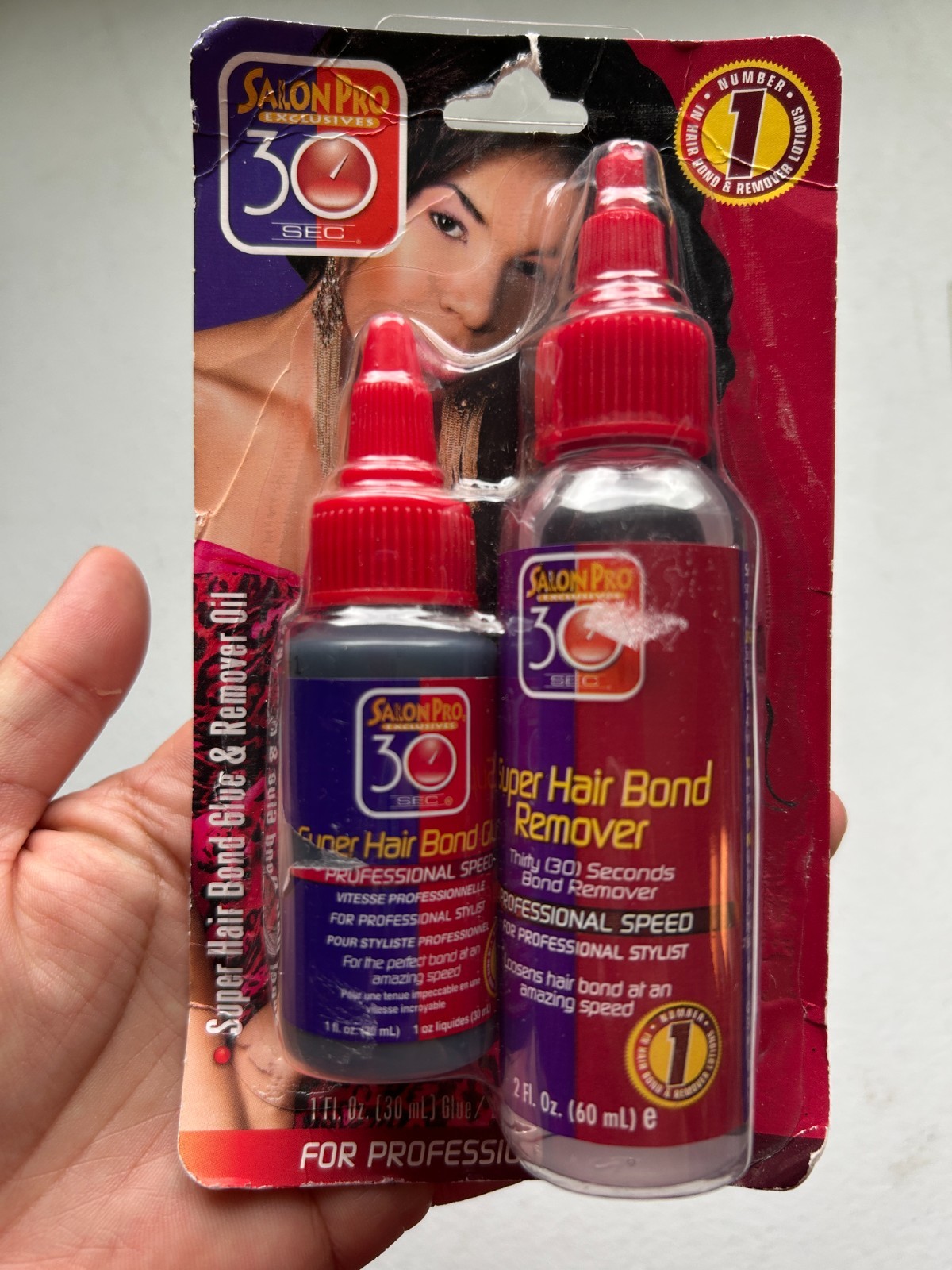 LOT 3: SalonPro Kit – 2 PACK 30 SEC Super Hair Bond Glue 1 oz & Remover Oil 2 oz