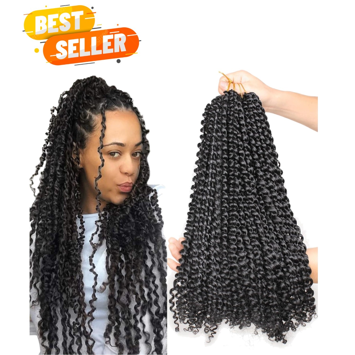 2 Pack 18 Inch Passion Twist Water Wave Crochet Hair – Natural Black Elegance