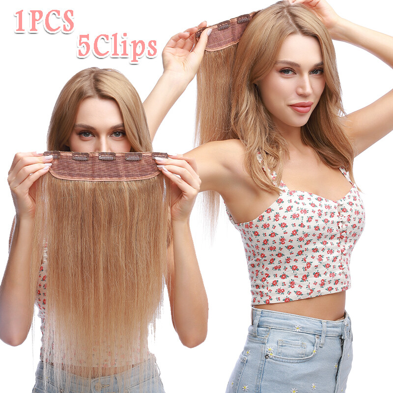 100% One Piece Clip in Remy Human Hair Extensions Thick 3/4 Full Head Weft Blond