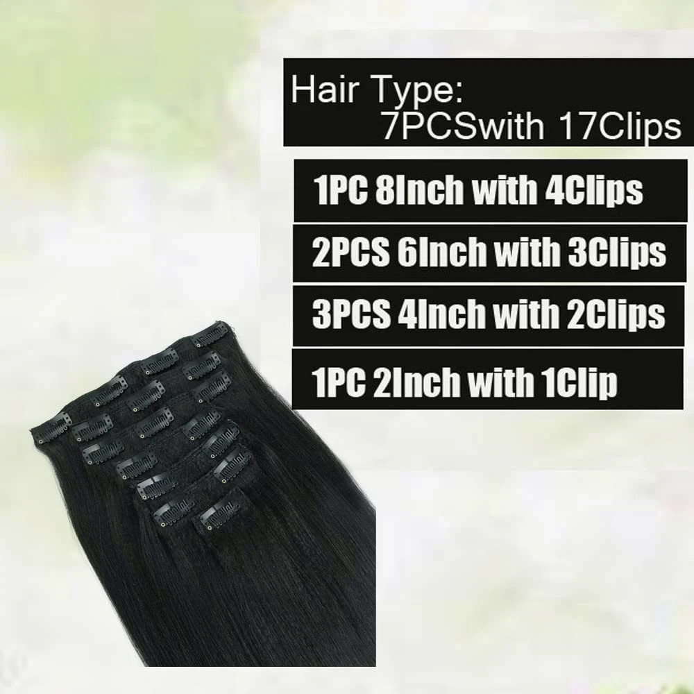 Clip in Hair Extensions Black Women, Yaki Straight Clip Ins Black Hair Extension
